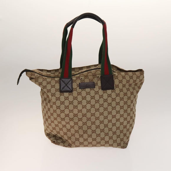 GUCCI GG Canvas Shoulder Bag 2 Set Beige Silver Auth gh661