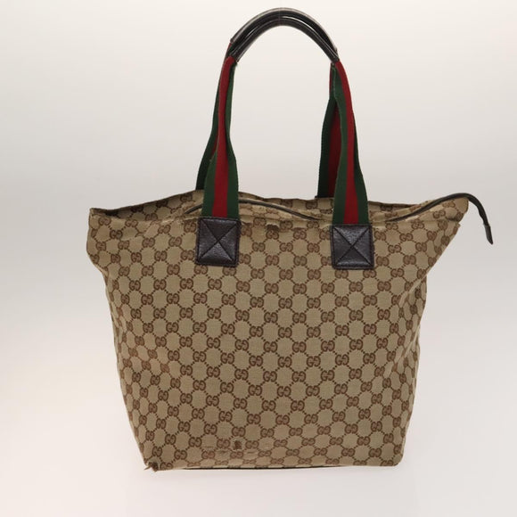 GUCCI GG Canvas Shoulder Bag 2 Set Beige Silver Auth gh661
