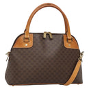 CELINE Macadam Canvas Hand Bag PVC Leather 2way Brown Gold Auth gh663-1