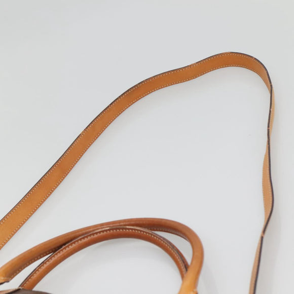 CELINE Macadam Canvas Hand Bag PVC Leather 2way Brown Gold Auth gh663