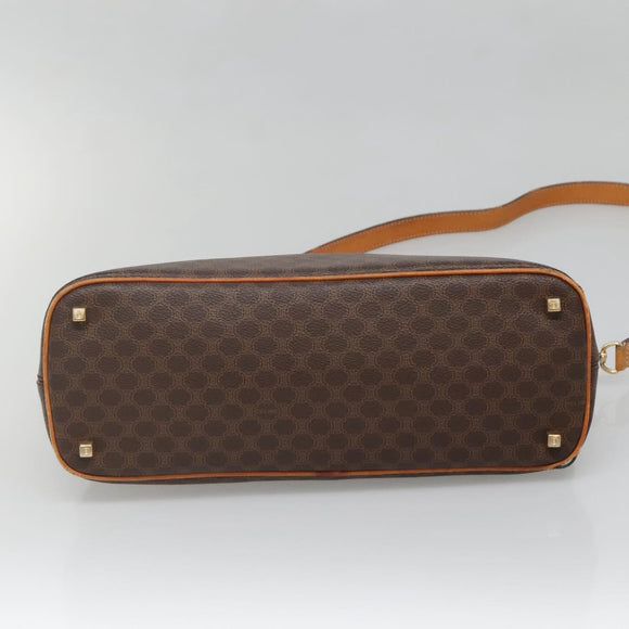 CELINE Macadam Canvas Hand Bag PVC Leather 2way Brown Gold Auth gh663