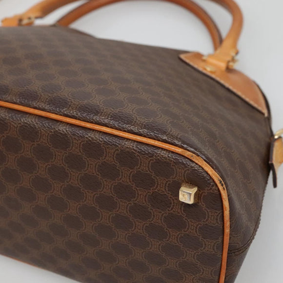 CELINE Macadam Canvas Hand Bag PVC Leather 2way Brown Gold Auth gh663