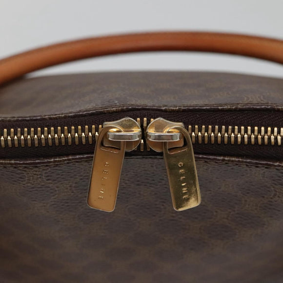 CELINE Macadam Canvas Hand Bag PVC Leather 2way Brown Gold Auth gh663