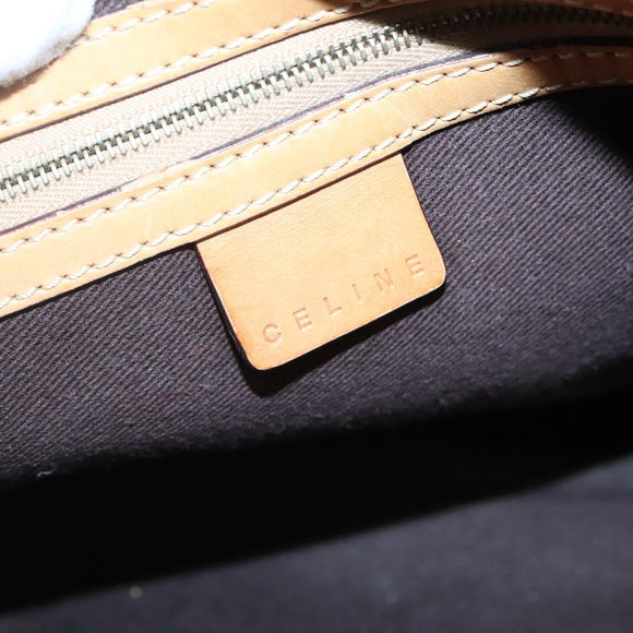 CELINE Macadam Canvas Hand Bag PVC Leather 2way Brown Gold Auth gh663