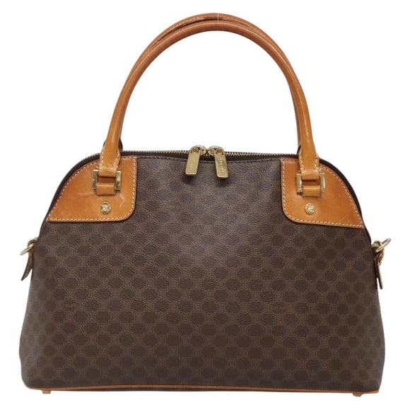 CELINE Macadam Canvas Hand Bag PVC Leather 2way Brown Gold Auth gh663