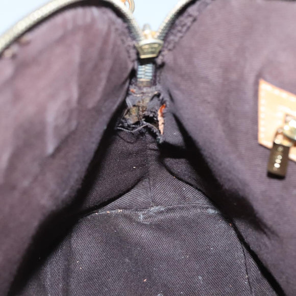 CELINE Macadam Canvas Hand Bag PVC Leather 2way Brown Gold Auth gh663