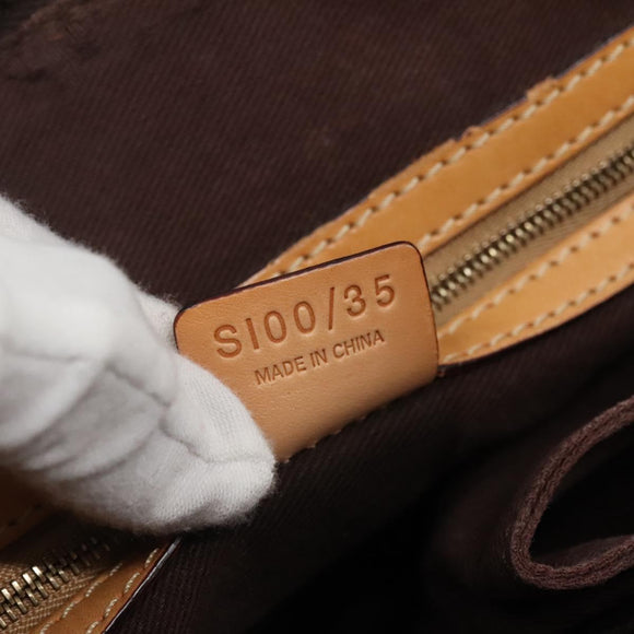 CELINE Macadam Canvas Hand Bag PVC Leather 2way Brown Gold Auth gh663