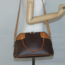 CELINE Macadam Canvas Hand Bag PVC Leather 2way Brown Gold Auth gh663-26