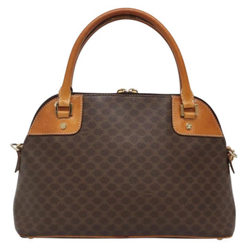 CELINE Macadam Canvas Hand Bag PVC Leather 2way Brown Gold Auth gh663 - 0
