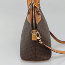 CELINE Macadam Canvas Hand Bag PVC Leather 2way Brown Gold Auth gh663-3