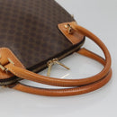 CELINE Macadam Canvas Hand Bag PVC Leather 2way Brown Gold Auth gh663-7