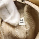 PRADA Tote Bag Nylon Beige Silver Auth gh666-21