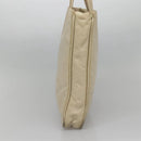 PRADA Tote Bag Nylon Beige Silver Auth gh666-5