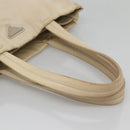 PRADA Tote Bag Nylon Beige Silver Auth gh666-7