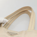 PRADA Tote Bag Nylon Beige Silver Auth gh666-8