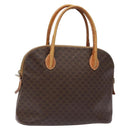 CELINE Macadam Canvas Hand Bag PVC Leather Brown Gold Auth gh668-1