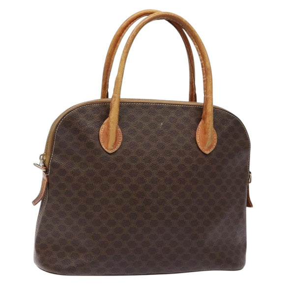 CELINE Macadam Canvas Hand Bag PVC Leather Brown Gold Auth gh668