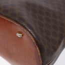 CELINE Macadam Canvas Hand Bag PVC Leather Brown Gold Auth gh668-8