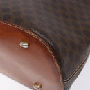 CELINE Macadam Canvas Hand Bag PVC Leather Brown Gold Auth gh668-16