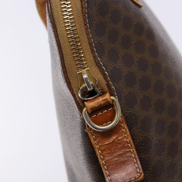 CELINE Macadam Canvas Hand Bag PVC Leather Brown Gold Auth gh668