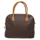 CELINE Macadam Canvas Hand Bag PVC Leather Brown Gold Auth gh668-2