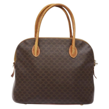 CELINE Macadam Canvas Hand Bag PVC Leather Brown Gold Auth gh668 - 0