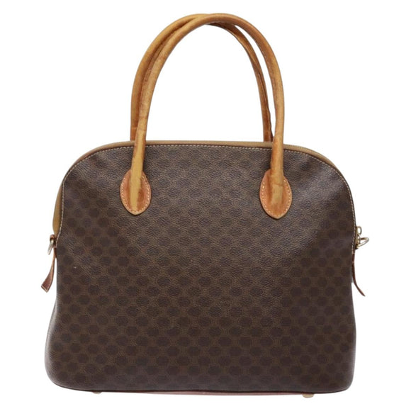 CELINE Macadam Canvas Hand Bag PVC Leather Brown Gold Auth gh668