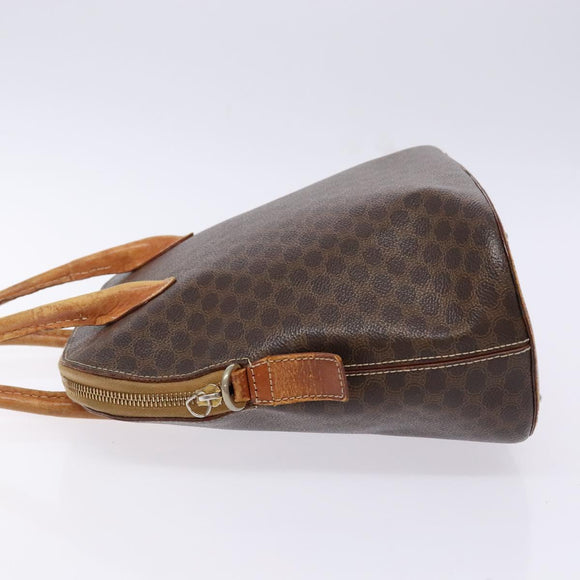 CELINE Macadam Canvas Hand Bag PVC Leather Brown Gold Auth gh668