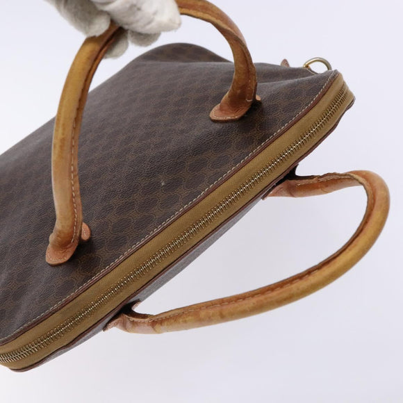 CELINE Macadam Canvas Hand Bag PVC Leather Brown Gold Auth gh668