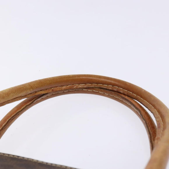 CELINE Macadam Canvas Hand Bag PVC Leather Brown Gold Auth gh668