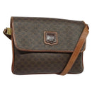 CELINE Macadam Canvas Shoulder Bag PVC Leather Brown Gold Auth gh672-1