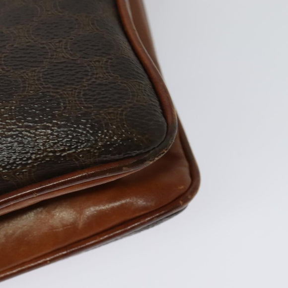 CELINE Macadam Canvas Shoulder Bag PVC Leather Brown Gold Auth gh672