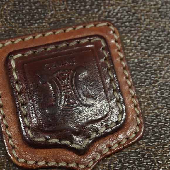 CELINE Macadam Canvas Shoulder Bag PVC Leather Brown Gold Auth gh672