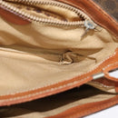 CELINE Macadam Canvas Shoulder Bag PVC Leather Brown Gold Auth gh672-19