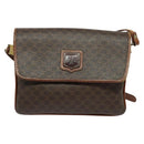 CELINE Macadam Canvas Shoulder Bag PVC Leather Brown Gold Auth gh672-2