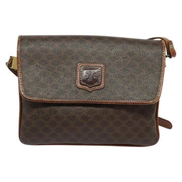 CELINE Macadam Canvas Shoulder Bag PVC Leather Brown Gold Auth gh672 - 0