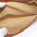 CELINE Macadam Canvas Shoulder Bag PVC Leather Brown Gold Auth gh672-21