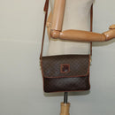 CELINE Macadam Canvas Shoulder Bag PVC Leather Brown Gold Auth gh672-25