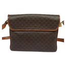 CELINE Macadam Canvas Shoulder Bag PVC Leather Brown Gold Auth gh672-3