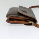 CELINE Macadam Canvas Shoulder Bag PVC Leather Brown Gold Auth gh672-5