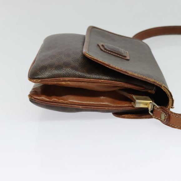 CELINE Macadam Canvas Shoulder Bag PVC Leather Brown Gold Auth gh672