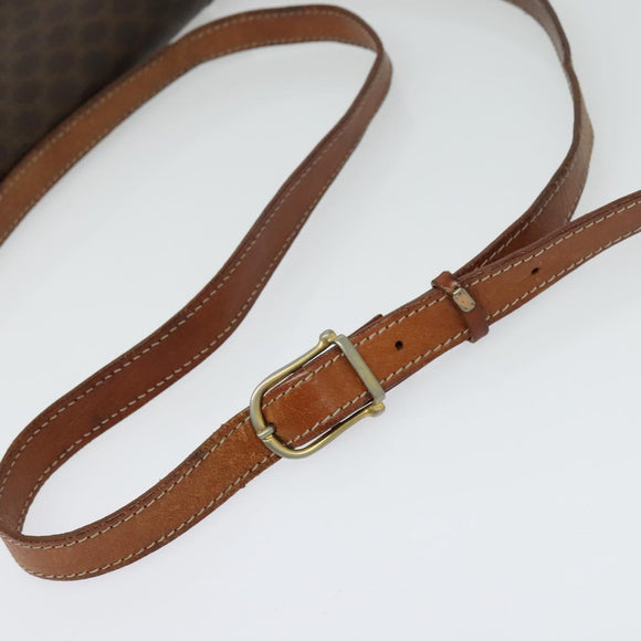 CELINE Macadam Canvas Shoulder Bag PVC Leather Brown Gold Auth gh672