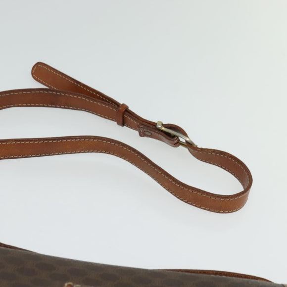 CELINE Macadam Canvas Shoulder Bag PVC Leather Brown Gold Auth gh672