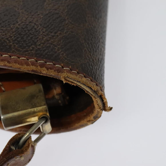 CELINE Macadam Canvas Shoulder Bag PVC Leather Brown Gold Auth gh672