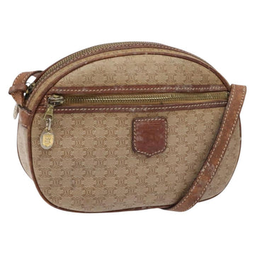 CELINE Macadam Canvas Shoulder Bag PVC Beige Gold Auth gh675