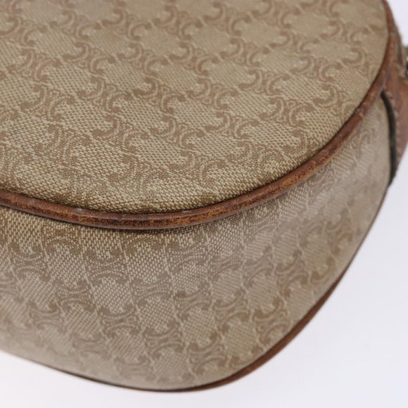 CELINE Macadam Canvas Shoulder Bag PVC Beige Gold Auth gh675