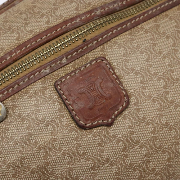 CELINE Macadam Canvas Shoulder Bag PVC Beige Gold Auth gh675