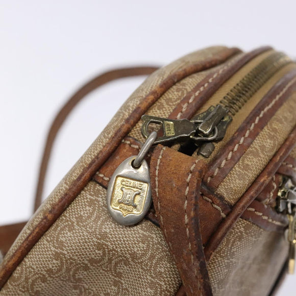 CELINE Macadam Canvas Shoulder Bag PVC Beige Gold Auth gh675