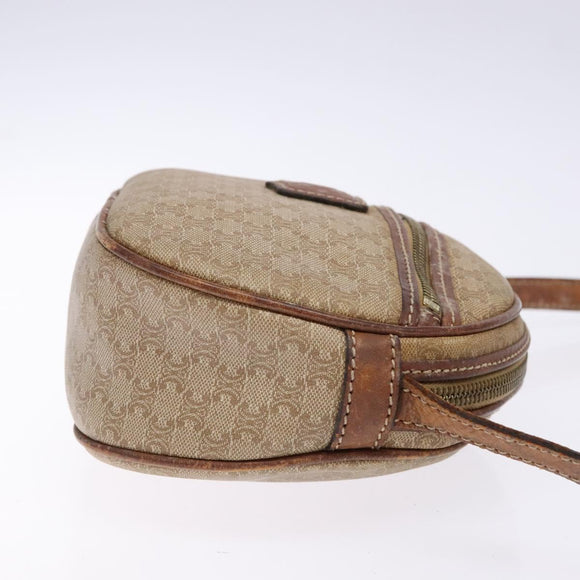 CELINE Macadam Canvas Shoulder Bag PVC Beige Gold Auth gh675