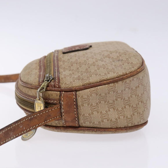 CELINE Macadam Canvas Shoulder Bag PVC Beige Gold Auth gh675